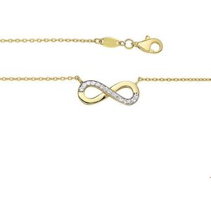 The Fashion Jewelry Collection Ketting Infinity Zirkonia 1,0 mm 41 + 4 cm - Geelgoud