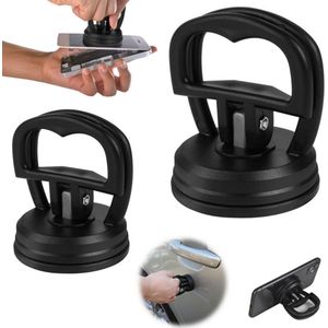 2 zuignappen, gereedschap voor het repareren van deuken in auto's, zuignap voor het verwijderen van tablets, mobiele telefoonhouder, geschikt voor autoreparatie, demontage van mobiele telefoons, verplaatsen en optillen van objecten (zwart)