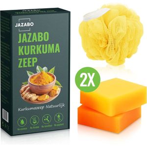 JAZABO Turmeric soap - Kurkuma zeep - 100% Natuurlijk - Gezichtsreiniging - Met Vitamine C - Anti littekens - Body wash - Douchezeep - Retinol - 100% Biologisch