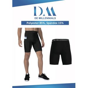 De Millennials - Comfort Ademend Heren shorts - Zwart - Maat M - sportieve korte broek - Gym - Sport - hardloop Shorts - Comfort fit- Universeel - sport - yoga - fitness - outdoor sport - jogging -Slidingshort - Tight