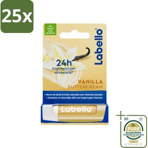 25 x Labello - Vanilla Buttercream - Lippenbalsem - Verzorgend & Verzachtend - 4.8 g - Grootverpakking - Lippenbalsem - Vanille - Hydratatie - Sheaboter - Gezondheid