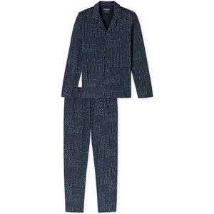 Schiesser Pyjama lange knoopsluiting grafietblauw - small