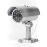 Dummy Camera - beveiliging buiten en binnen - Beveiligingscamera - Met rubber kabel - Rode led verlichting - Zonder batterijen - met bevestigingsmateriaal - Nep camera - Grijs