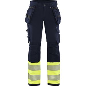 Blaklader Dames High Vis 4-weg stretch werkbroek 7193-1642 - Marine/High Vis Geel - D19