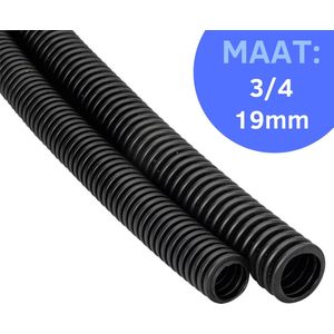 Flexibele Buis 30 Meter | Maat 3/4 | 19mm Dik | PVC | Geribd | Zwart