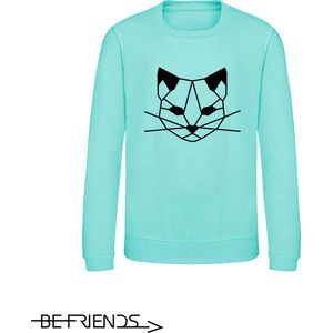 Be Friends Sweater - Kat - Kinderen - Mint groen - Maat 1-2 jaar