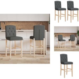 vidaXL Barstoel - Barstoelen - Barkruk - Cafestoel - Barstoelen 2 st massief rubberhout en stof
