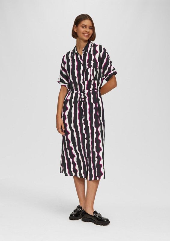 s.Oliver - Overhemdjurk - Zomer - Midielengte - Crêpe Textuur