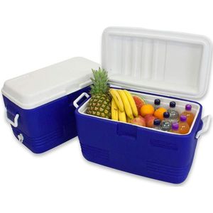 Polarcooler Koelbox 40 Liter - Blauw wit - Handvaten -Coolbox - IJsbox Camping - Thermobox