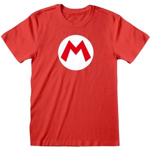 Super Mario Mario Badge Unisex T-shirt - rood - XXL