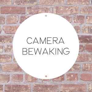 Label2X - Bordje Camera bewaking 25 x 25 cm - Wit met zwarte tekst - Zonder boorgaatjes - deurbord