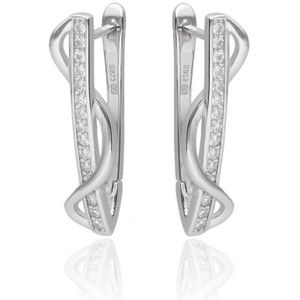Zilver Oorbellen Dames met Zikonia - Zilveren Oorbellen - Zilver 925 - Twisted Illusion Earrings - Amona Jewelry