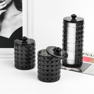 Clord - Wattenschijfdispenser Set - 3 Stuks Wattenstaafjeshouders - Zwart - Badkamerorganizer voor Wattenschijfjes, Make-up en Haaraccessoires