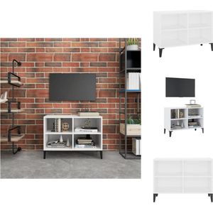 vidaXL Tv-meubel Industriële Stijl 69.5x30x50cm - Wit - Met 4 poten en 4 vakken - Kast