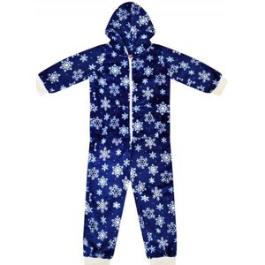 Onesie- pyjama - kinderen - sneeuwvlok - blauw/ wit - maat 110/116