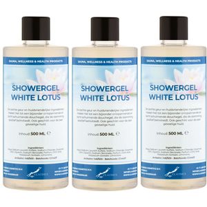 Douchegel White Lotus 500 ml - set van 3 stuks - met gratis pomp - Showergel