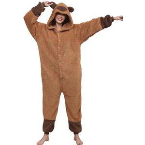 Dames eendelige winter pyjama met capuchon - comfortabele fleece jumpsuit