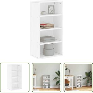 The Living Store Bijzetkast ODDA 40x24x79 cm massief grenenhout wit - Bijzettafel - Houten Kast - Opbergkast - Grenoble Meubels - Vintage Meubel