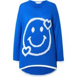 Angel of Style Angel of Style - Dames - Trui A-lijn smiley langere zoom aan de achterkant - Blauw - Maat 46+