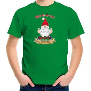 Bellatio Decorations kerst t-shirt voor kinderen - Kado Gnoom - groen - Kerst kabouter - Kerstdiner 110/116