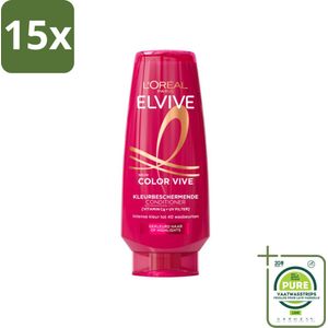 15 x L'Oréal Elvive Color Vive Conditioner 200 ml - Grootverpakking - Haar Conditioner - Gekleurd Haar - Highlights - Haarverzorging - Glans