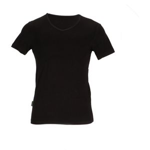 Basset Dames/Heren Bamboe T-Shirt V-Hals Zwart - Maat XXL