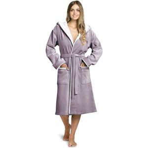 Ibenzoa® Comfortabele damesbadjas van hoogwaardig katoen met capuchon voor ultiem draaggemak
