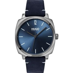 Hugo Own 1530069 Horloge - Leer - Blauw - Ø 40 mm