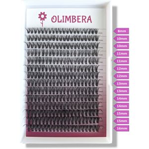 Olimbera 280PCS Cluster Wimpers D Krul 0.07mm 40D 8-16mm DIY Wimper Extensions Brede Stam Lashes Individuele Wimpers thuis (D Cluster Lash Extension, Nep Wimpers)