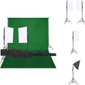 vidaXL Fotostudioset - Verlichtingsset met 2 Softboxen - Statief - Achtergrondset - Groen - 500 x 300 cm - Fotostudio Set