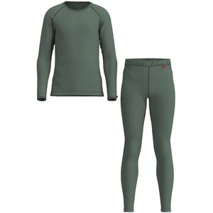 Löffler - Kids Set Long Transtex Warm - Synthetisch Ondergoed - Olijfgroen