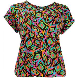 NED T-shirt Nox P Ss Black Colorful Blurred Animal Print 24s4 X1522 03 900 Black Dames Maat - S