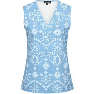 Travel Top Mouwloos Print Denim Embroidery 2425 Bleached