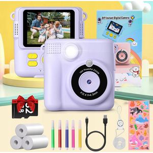 Multifunctionele Kindercamera - Instant Thermische Printer - 2,4 inch IPS-scherm - 32 GB Geheugen - Slimme Flitser - Inclusief Tas en Accessoires