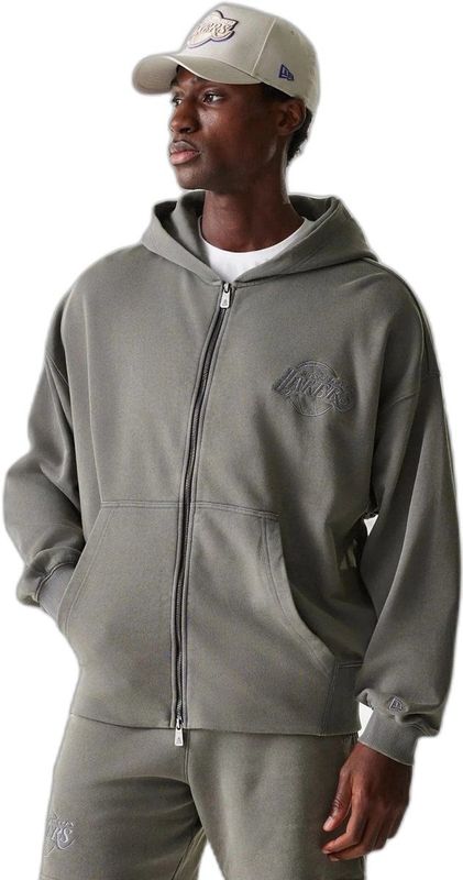 Los Angeles Lakers - Hoodie - Grijs - Oversized - Met Volle Rits