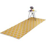 Relaxdays vloerkleed katoen - 80x200 cm - tapijt - binnenkleed - ruitjes - diverse kleuren - geel