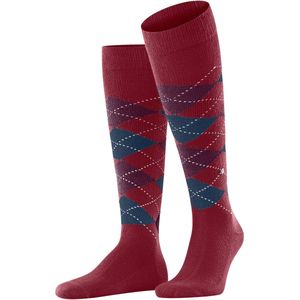 Burlington Preston lang gedessineerd materiaal kniekousen heren rood - maat 40-46