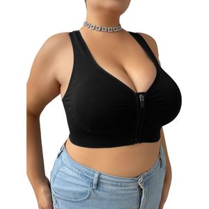 MEETYOO Grote Maat Bh Met Vetersluiting Aan De Voorkant- Bh Zonder Beugel - Licht Corrigerend - Comfort Bh - Postoperatieve Bh - Bh Grote Maten - Push-Up-Beha'S - Onzichtbare Bh - Ondersteunende Bh - Beha Dames-Blauw-XL