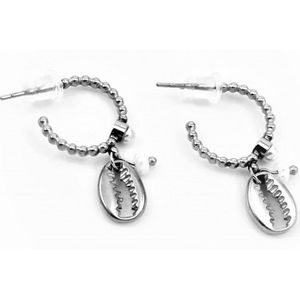 Dottilove Ø15mm Oorbellen - Stalen Dames Oorringen - Ball Design - Schelp - Parels – Plated