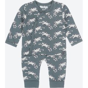 Dirkje overslagshirt + broek grijsgroen/wit