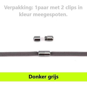 *** Lichtgrijs Veters 0,6 cm - 100 cm Elastische Veters voor Schoenen, Sneakers & Sportschoenen - Lock Laces Accessoires voor Dames, Heren & Kinderen - van Heble® ***