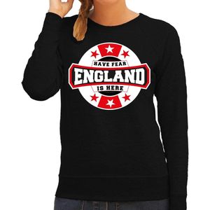 Have fear England is here sweater met sterren embleem in de kleuren van de Engelse vlag - zwart - dames - Engeland supporter / Engels elftal fan trui / EK / WK / kleding XS