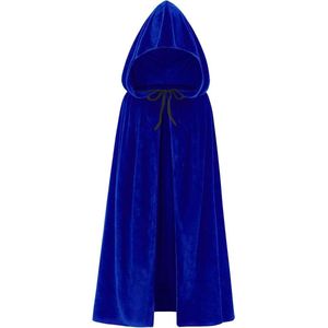 Helloween Velvet Cape - Kerst - Hooded Manchet - Jongens & Meisjes - Blauw - 80cm