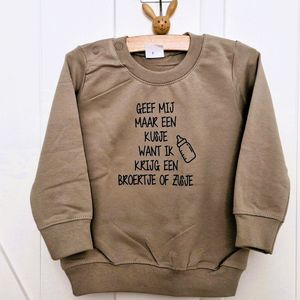Sweater trui shirt voor kind - Ik word grote broer - beige - Maat 74 - Big bro brother - Familie uitbreiding - Zwangerschap aankondiging hoera stoer bekendmaking baby