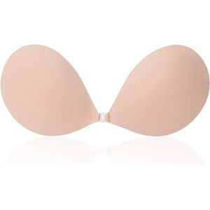 1 ronde bh-cup - strapless onzichtbare siliconen - transparante push-up bh - naadloos design - voorsluiting - beige - A