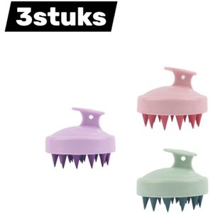 3stuks - Massageborstel - Haarmassagekam - Shampookam - Siliconen - Antiroosborstel - Drie kleuren