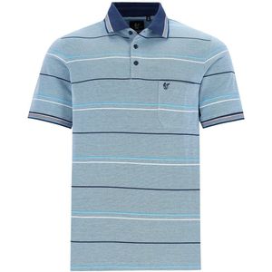 Hajo - Poloshirt Piqué - heren- blauw gestreept - maat XL