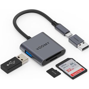 Voomy - 3-in-1 - Kaartlezer - Space Gray - Geschikt voor SD / Micro SD / TF