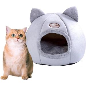 Allecto Plus - Zacht en warm kattenbed nesthol voor winterse comfort - Met uitneembaar en wasbaar kussen - Geschikt voor kat, konijn, puppy, cavia - Ideaal voor babykat - Luxe slaapplek met isolatie