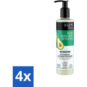 Organic Shop - Natural Repairing Conditioner - Avocado & Honey - 280 ml - Voordeelverpakking - 4 stuks